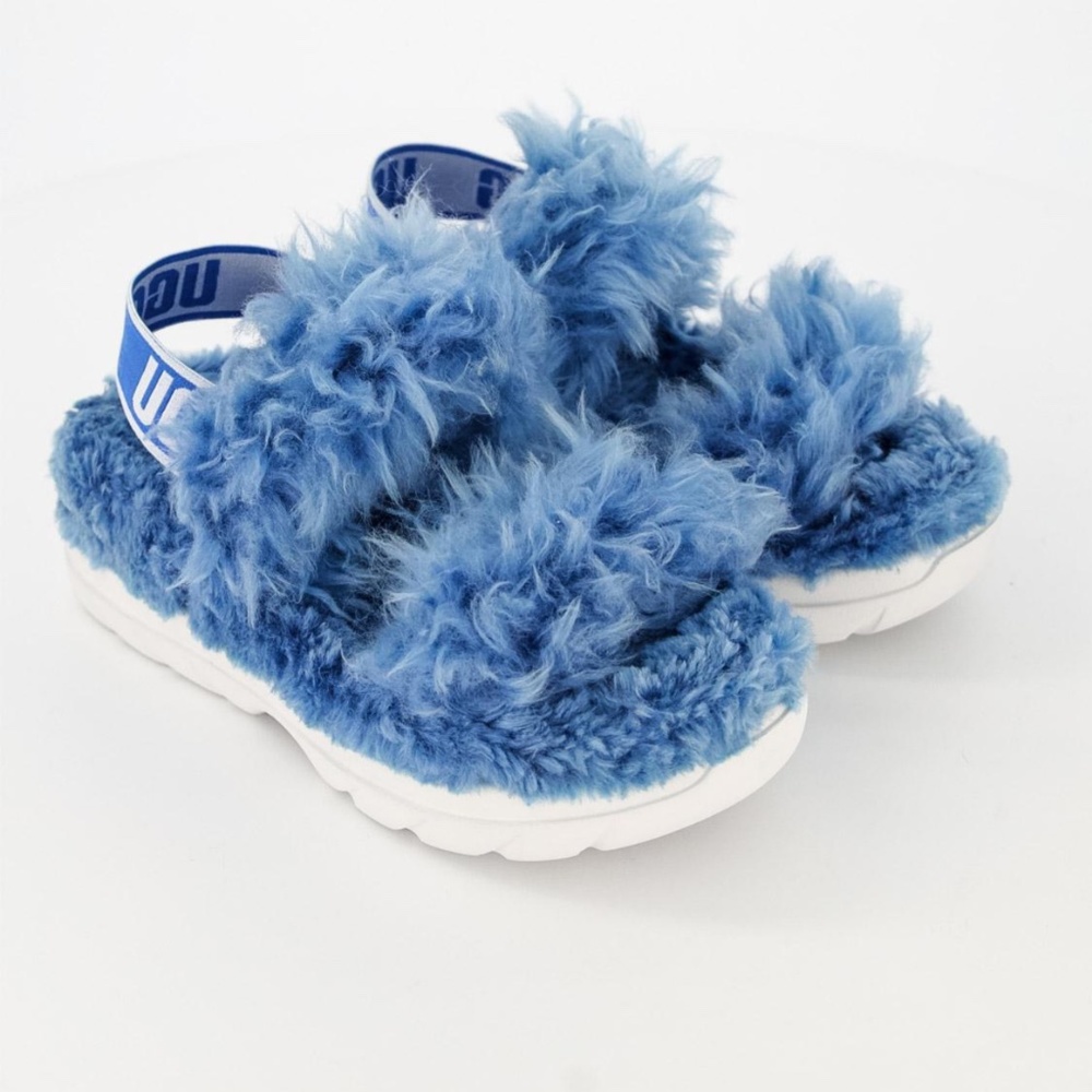UGG Blue Fluff Sugar Faux Fur Slipper Slides